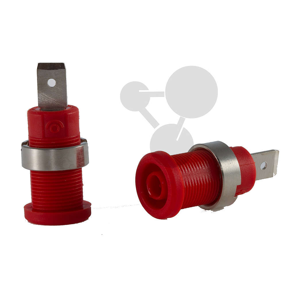 Sicherheits-Buchse mit Flachstecker rot